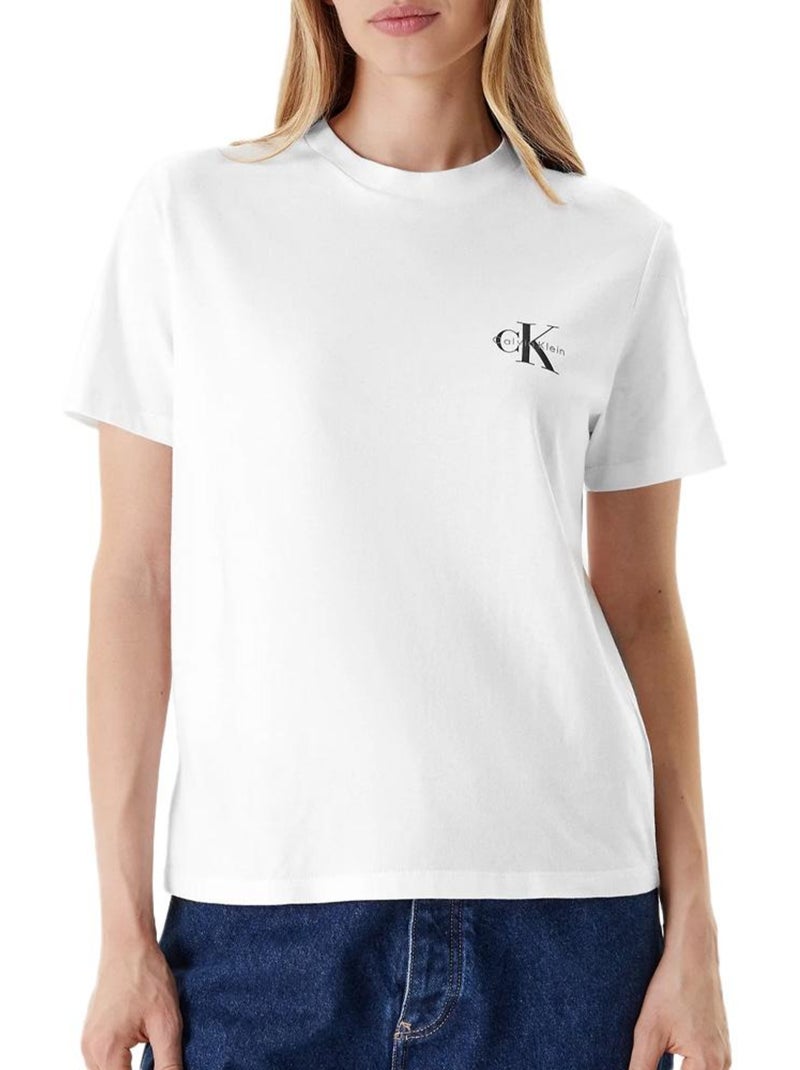 Pack 2 T-Shirts Calvin Klein Jeans Monologo para Mulher Preto/Branco Branco Preto - Kiabi