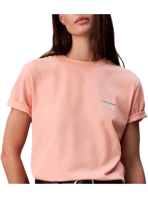 Pack 2 T-Shirts Calvin Klein Jeans Monologo para Mulher Rosa/Branco - Kiabi Pack 2 T-Shirts Calvin Klein Jeans Monologo para Mulher Rosa/Branco - Kiabi