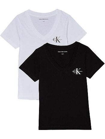 Pack 2 T-Shirts Calvin Klein Jeans para Mulher, Branco/Preto, J20J223447