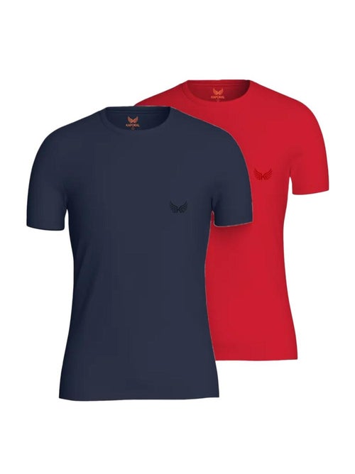 Pack 2 T-Shirts Kaporal TIFTH para Homem Azul-Marinho/Vermelho - Kiabi Pack 2 T-Shirts Kaporal TIFTH para Homem Azul-Marinho/Vermelho - Kiabi
