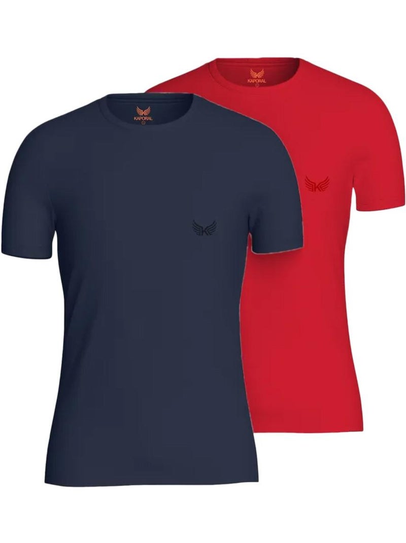 Pack 2 T-Shirts Kaporal TIFTH para Homem Azul-Marinho/Vermelho Vermelho - Kiabi