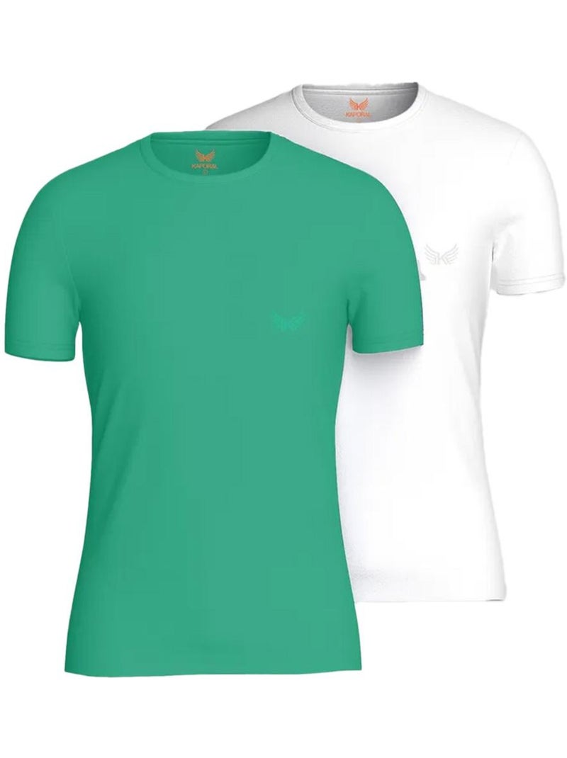 Pack 2 T-Shirts Kaporal TIFTH para Homem Branco/Verde Verde - Kiabi