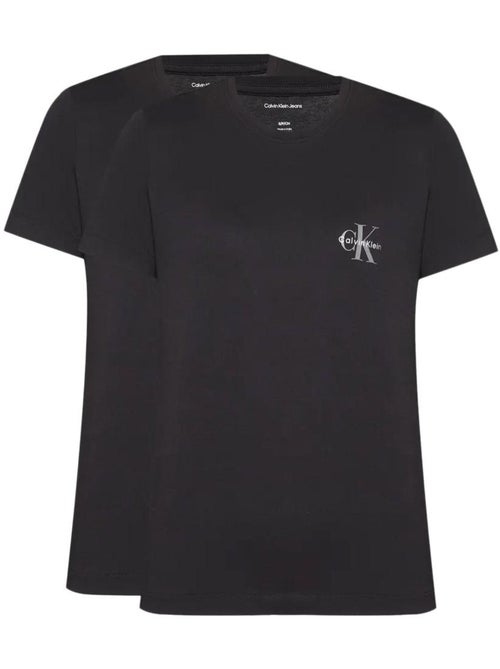 Pack 2 T-Shirts Pretos Calvin Klein Jeans com Logótipo Mono para Mulher - Kiabi Pack 2 T-Shirts Pretos Calvin Klein Jeans com Logótipo Mono para Mulher - Kiabi