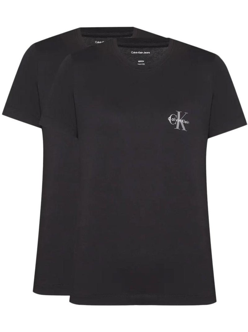 Pack 2 T-Shirts Pretos Calvin Klein Jeans com Logótipo Mono para Mulher Preto - Kiabi