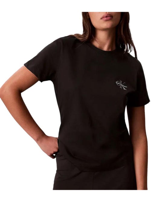Pack 2 T-Shirts Pretos Calvin Klein Jeans com Logótipo Mono para Mulher - Kiabi Pack 2 T-Shirts Pretos Calvin Klein Jeans com Logótipo Mono para Mulher - Kiabi