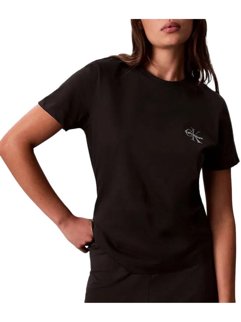 Pack 2 T-Shirts Pretos Calvin Klein Jeans com Logótipo Mono para Mulher Preto - Kiabi