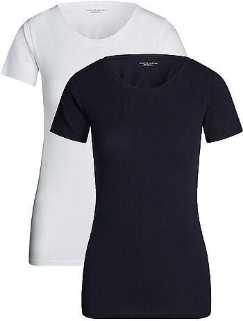 Pack 2 t-shirts tommy hilfiger sky para mulher branco/cinzento