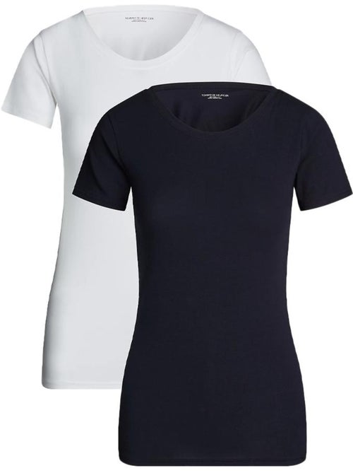 Pack 2 T-shirts Tommy Hilfiger Sky para Mulher Branco/Azul-Marinho - Kiabi Pack 2 T-shirts Tommy Hilfiger Sky para Mulher Branco/Azul-Marinho - Kiabi