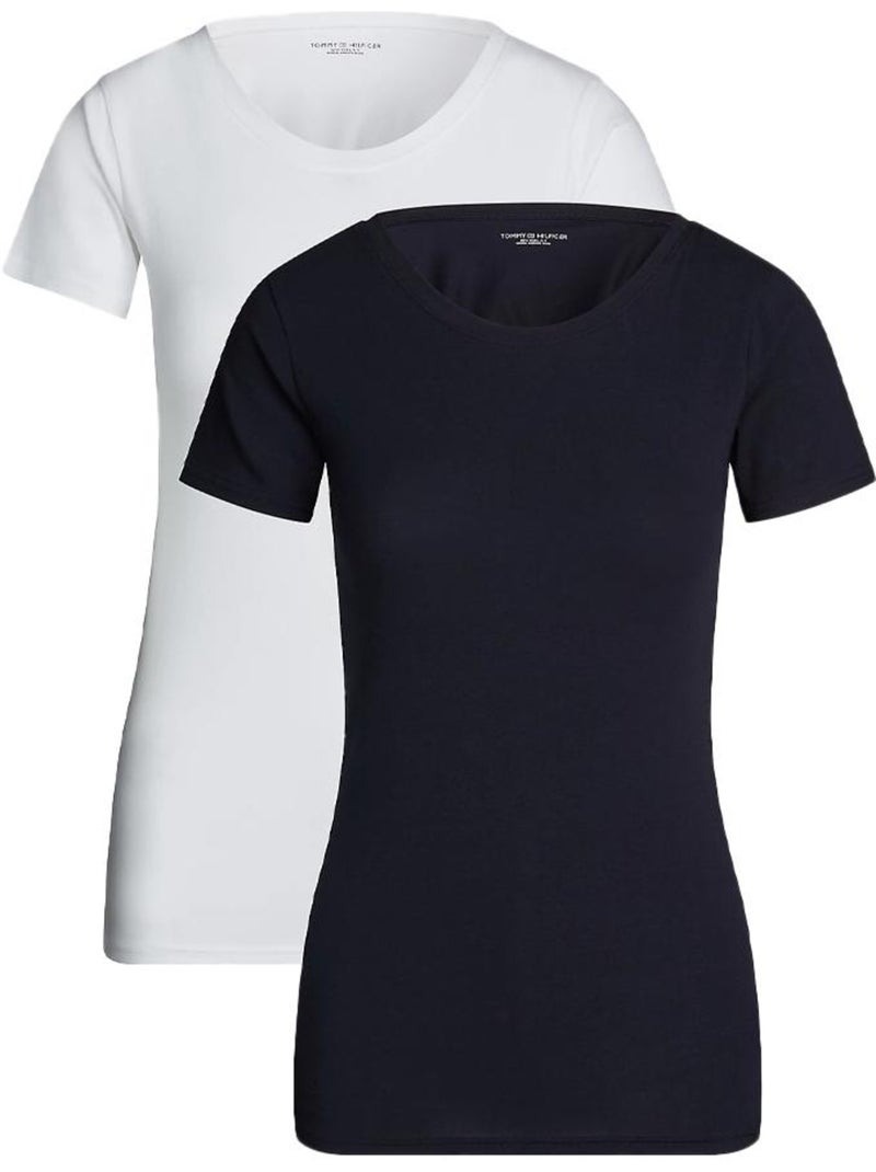 Pack 2 t-shirts tommy hilfiger sky para mulher branco/azul-marinho Azul-marinho - Kiabi