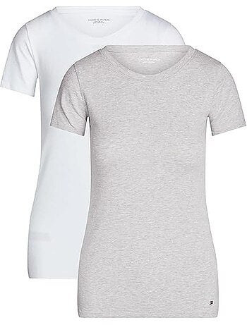 Pack 2 t-shirts tommy hilfiger sky para mulher branco/cinzento