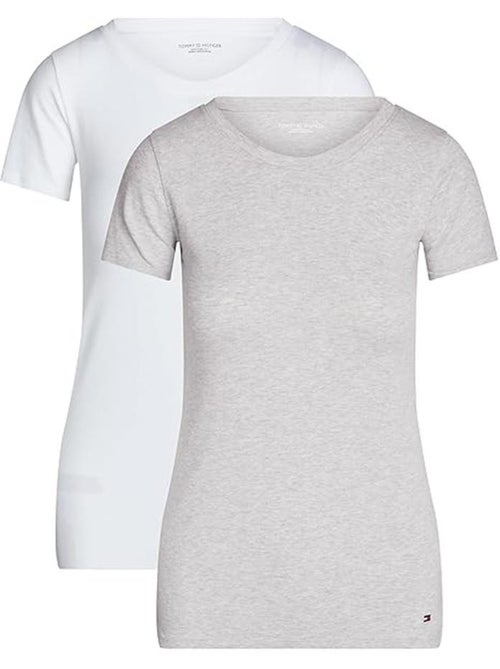 Pack 2 T-shirts Tommy Hilfiger Sky para Mulher Branco/Cinzento - Kiabi Pack 2 T-shirts Tommy Hilfiger Sky para Mulher Branco/Cinzento - Kiabi
