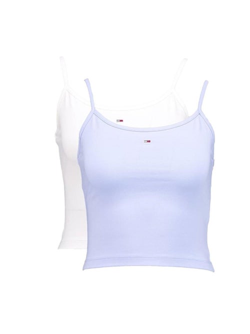 Pack 2 Tops Essenciais Tommy Hilfiger para Mulher Branco/Azul - Kiabi Pack 2 Tops Essenciais Tommy Hilfiger para Mulher Branco/Azul - Kiabi