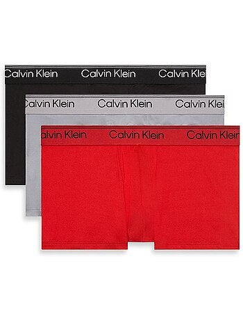 Pack 3 Boxers Calvin Klein Jeans Low Rise Trunk para Homem Preto/Vermelho