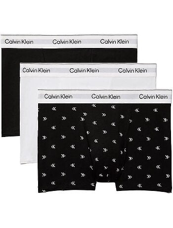 Pack 3 boxers calvin klein jeans relaxed fit trunk preto/branco para homem