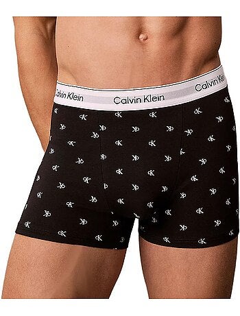 Pack 3 boxers calvin klein jeans relaxed fit trunk preto/branco para homem