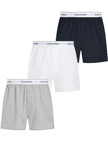 Pack 3 boxers calvin klein jeans slim preto/branco/cinzento