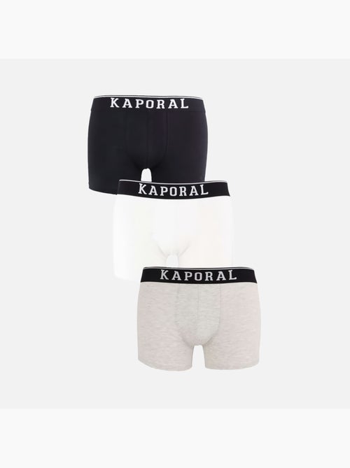 Pack 3 Boxers Kaporal QUADMH para Homem - Preto/Branco/Cinzento - Kiabi Pack 3 Boxers Kaporal QUADMH para Homem - Preto/Branco/Cinzento - Kiabi