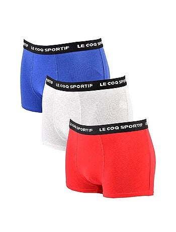 Pack 3 Boxers Le Coq Sportif para Homem - Vermelho/Cinzento/Azul