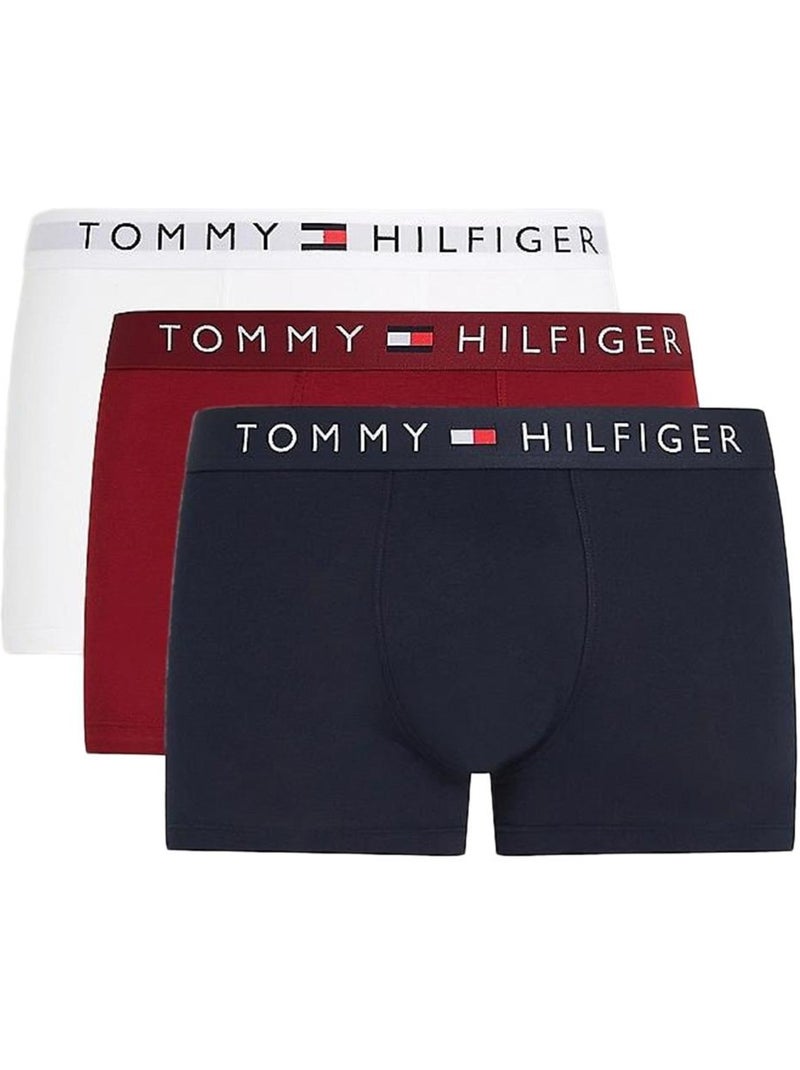 Pack 3 Boxers Tommy Hilfiger para Homem em Bordeaux, Branco e Azul-Marinho UM0UM03181 Bordô - Kiabi