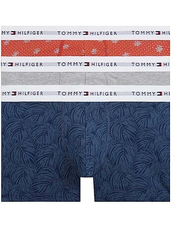 Pack 3 boxers tommy hilfiger trunk para homem em azul-marinho, cinzento e laranja