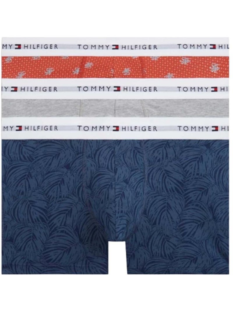 Pack 3 boxers tommy hilfiger trunk para homem em azul-marinho, cinzento e laranja Multicolorido - Kiabi