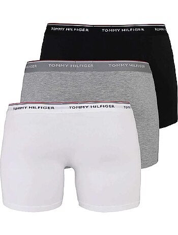 Pack 3 Boxers Tommy Hilfiger Trunk para Homem: Preto, Branco e Cinzento