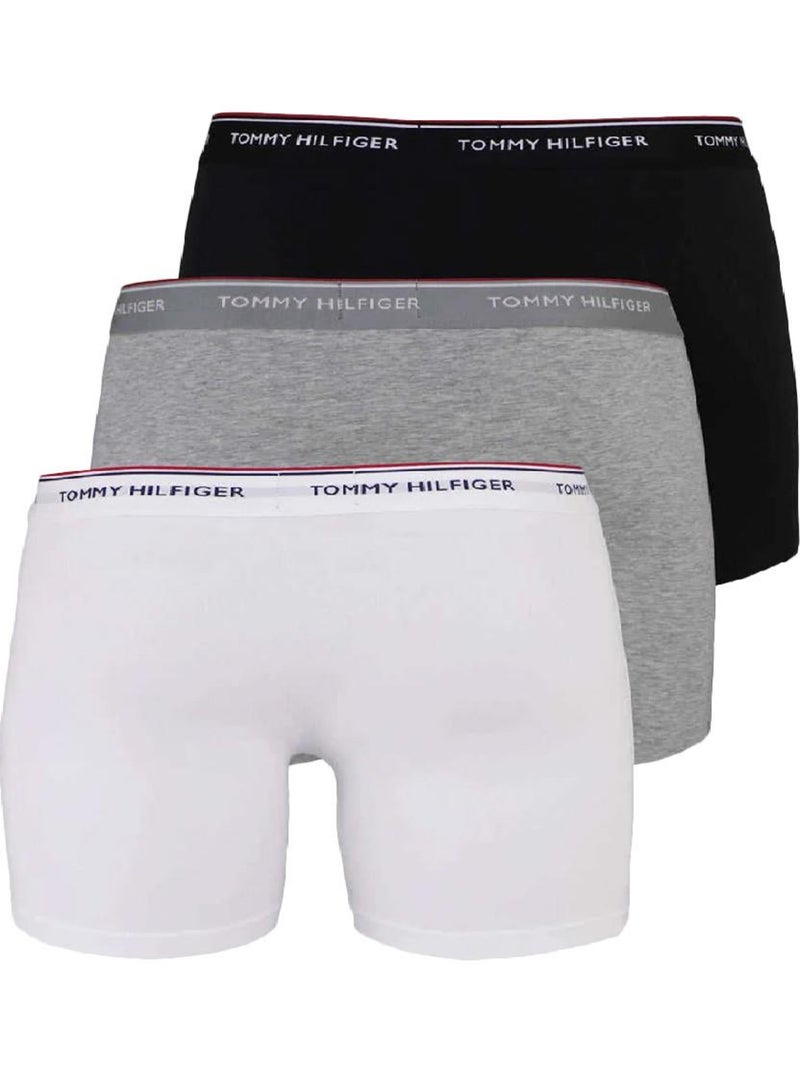 Pack 3 Boxers Tommy Hilfiger Trunk para Homem: Preto, Branco e Cinzento Cinza-prateado - Kiabi