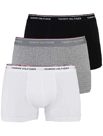 Pack 3 Boxers Tommy Hilfiger Trunk para Homem: Preto, Branco e Cinzento