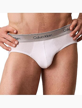 Pack 3 cuecas calvin klein jeans hip brief para homem - preto/branco/cinzento
