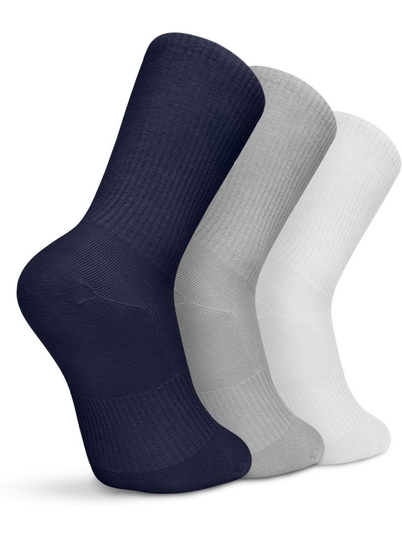 Pack 3 meias de golfe cano médio em algodão orgânico Branco - Kiabi