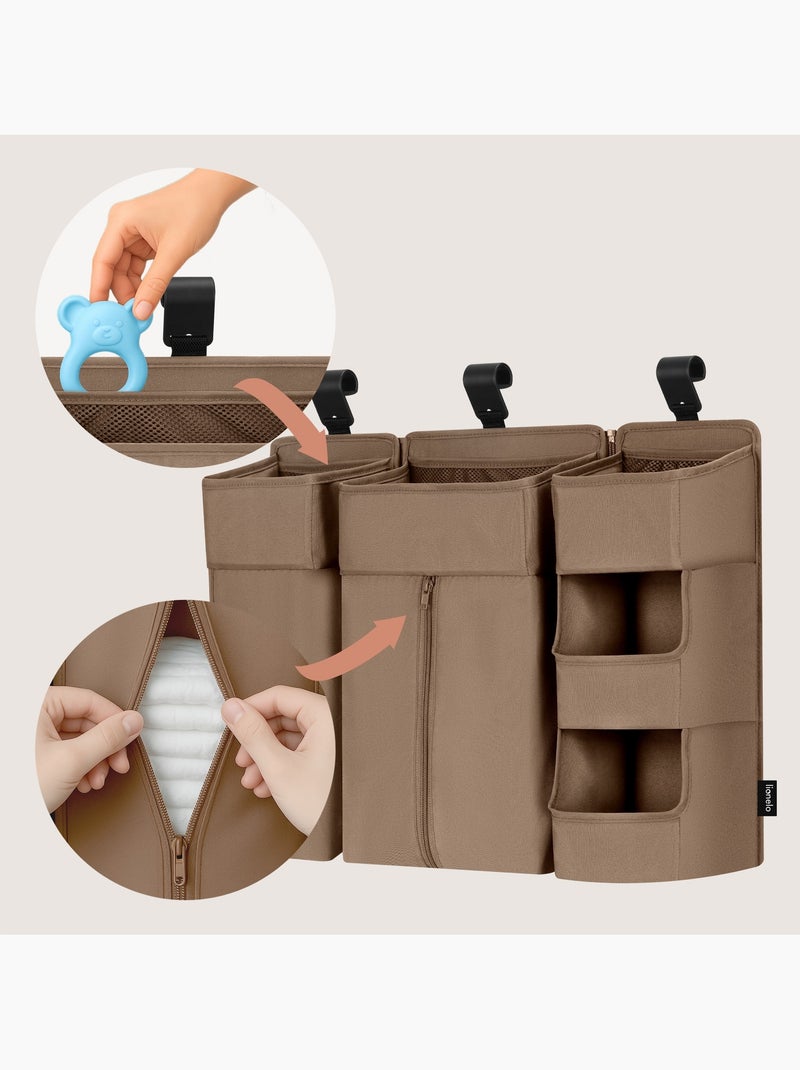 Pack 3 Organizadores Suspensos para Berço LIONELO Sidepocket - Para Fraldas - Cesto Porta-Objetos Bege - Kiabi