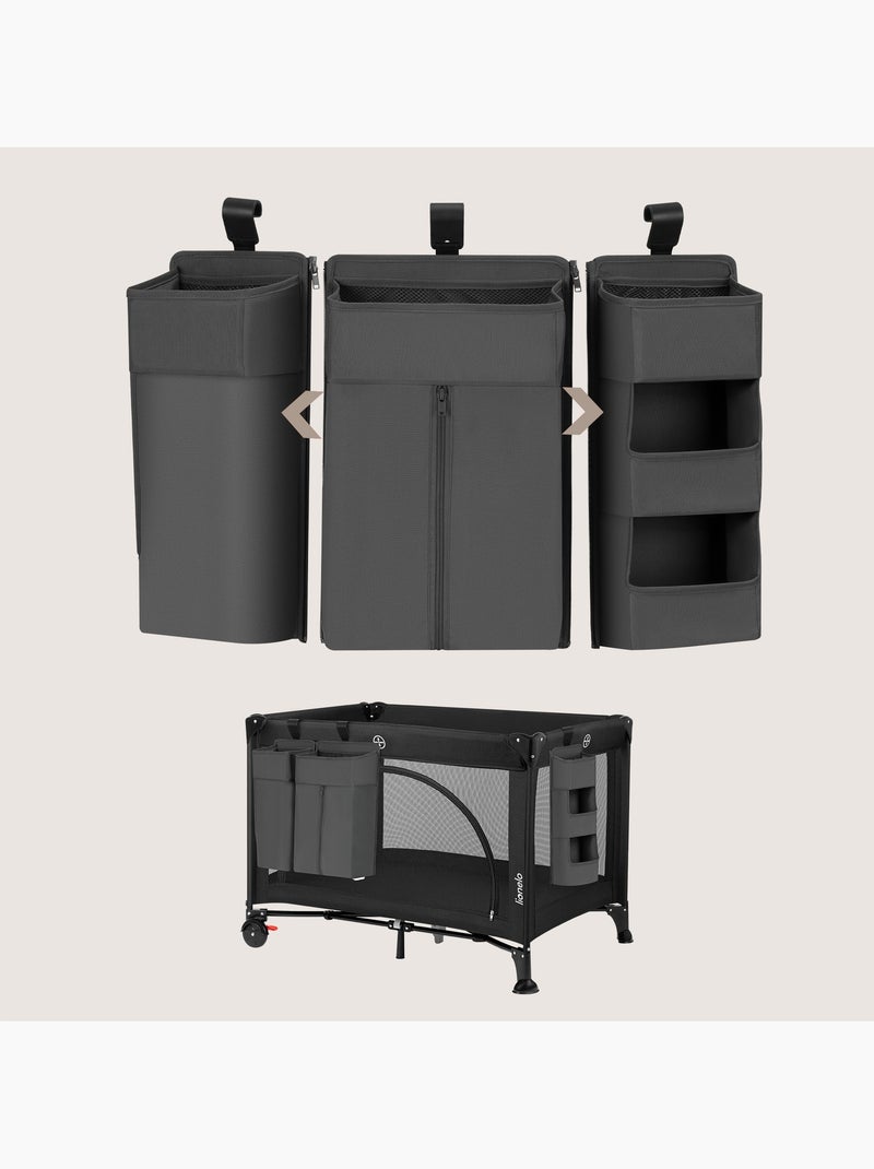 Pack 3 Organizadores Suspensos para Berço LIONELO Sidepocket - Para Fraldas - Cesto Porta-Objetos Cinza - Kiabi