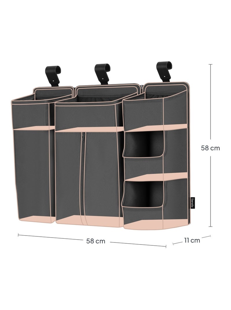 Pack 3 Organizadores Suspensos para Berço LIONELO Sidepocket - Para Fraldas - Cesto Porta-Objetos Cinza - Kiabi