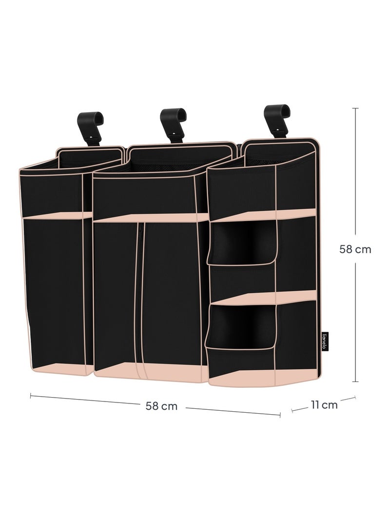 Pack 3 Organizadores Suspensos para Berço LIONELO Sidepocket - Para Fraldas - Cesto Porta-Objetos Preto - Kiabi