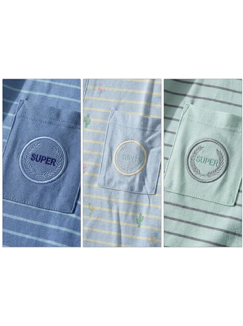 Pack 3 Pijamas Curtos Homem Algodão Maioritário, Gola Botão - Kiabi