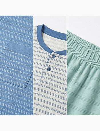 Pack 3 Pijamas Curtos Homem Algodão Maioritário, Gola Botão