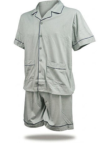 Pack 3 Pijamas Curtos Homem Algodão Maioritário, Gola Camisa Botão