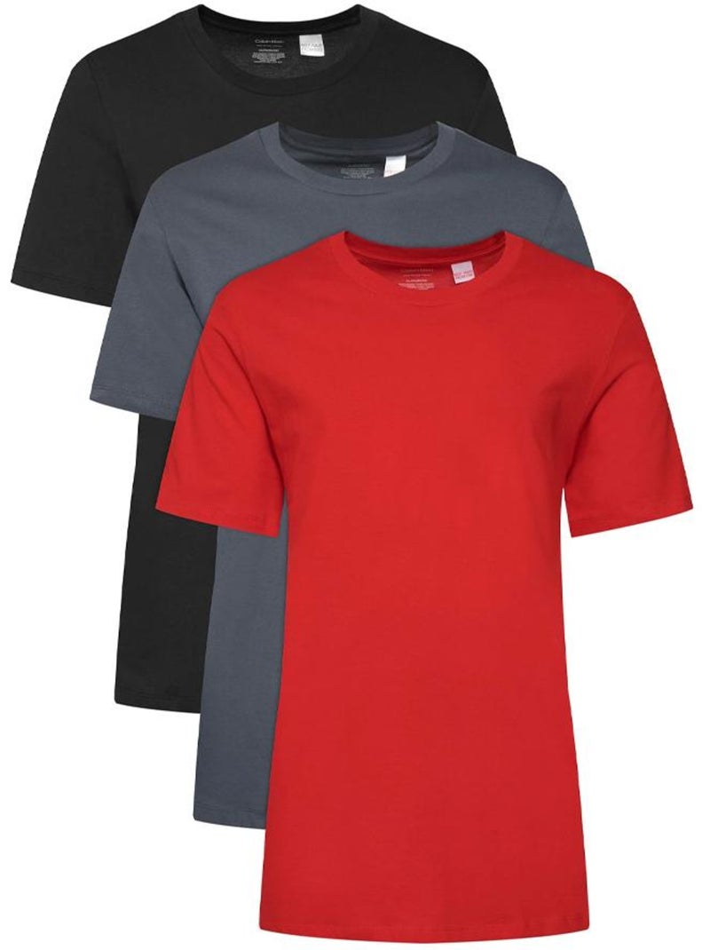 Pack 3 T-Shirts Calvin Klein Jeans Homem Preto/Vermelho/Cinzento LV00NB4051 Vermelho - Kiabi