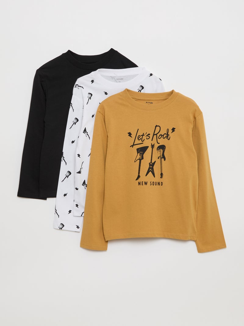 Pack 3 t-shirts com estampados Amarelo - Kiabi