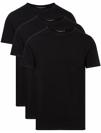 Pack 3 t-shirts tommy hilfiger stretch para homem - preto/cinzento/branco