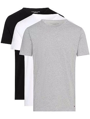 Pack 3 T-Shirts Tommy Hilfiger Stretch para Homem - Preto/Cinzento/Branco