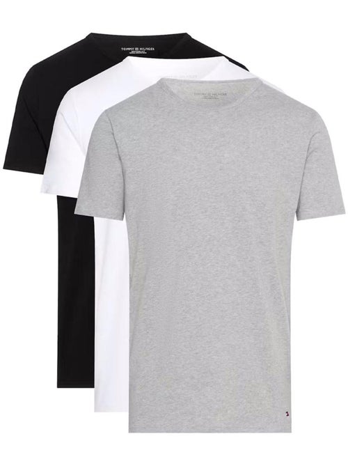 Pack 3 T-Shirts Tommy Hilfiger Stretch para Homem - Preto/Cinzento/Branco - Kiabi