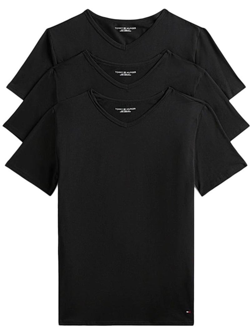 Pack 3 T-Shirts Tommy Hilfiger Stretch Pretos para Homem Preto - Kiabi