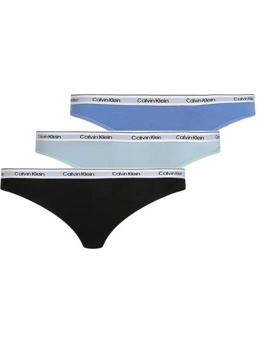 Pack 3 Tangas Calvin Klein Jeans para Mulher - Preto/Azul - Kiabi Pack 3 Tangas Calvin Klein Jeans para Mulher - Preto/Azul - Kiabi