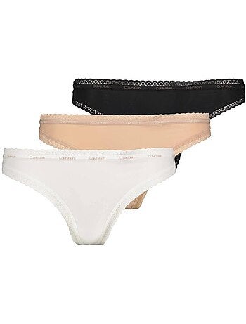 Pack 3 Tangas Calvin Klein Jeans para Mulher Branco/Bege/Preto
