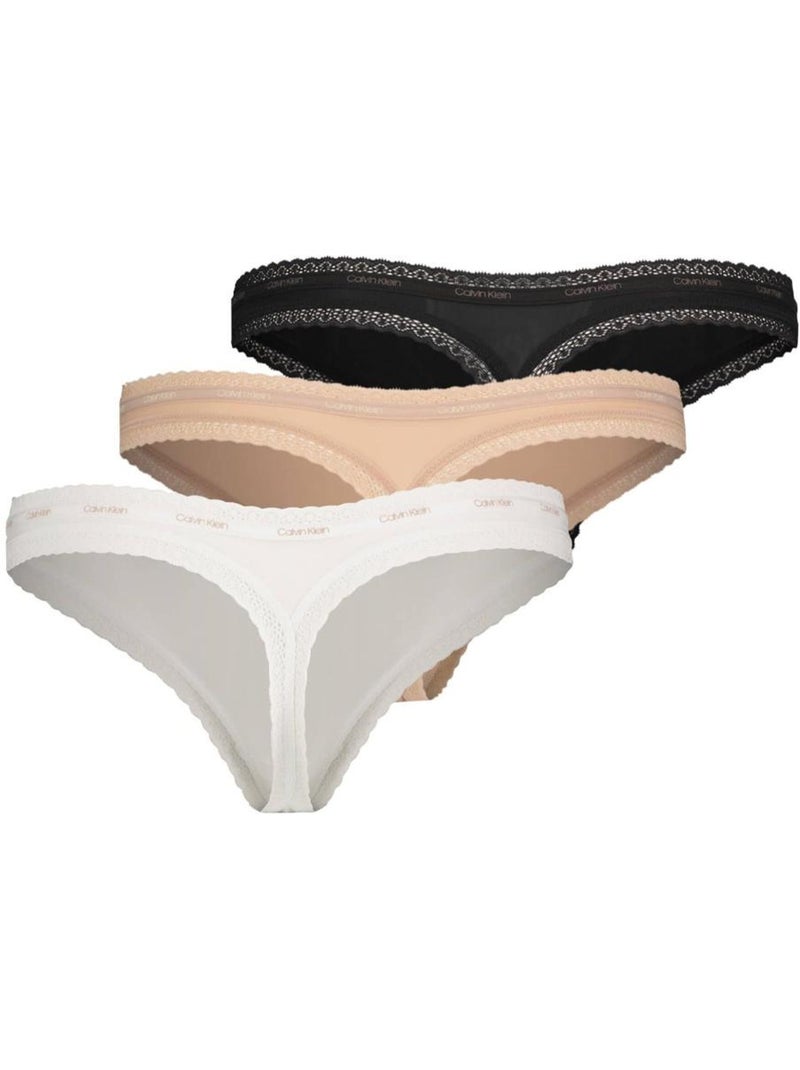 Pack 3 Tangas Calvin Klein Jeans para Mulher Branco/Bege/Preto Branco - Kiabi