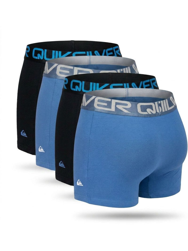 Pack 4 Cuecas Boxer Homem Conforto Algodão Stretch Quiksilver Preto Azul - Kiabi