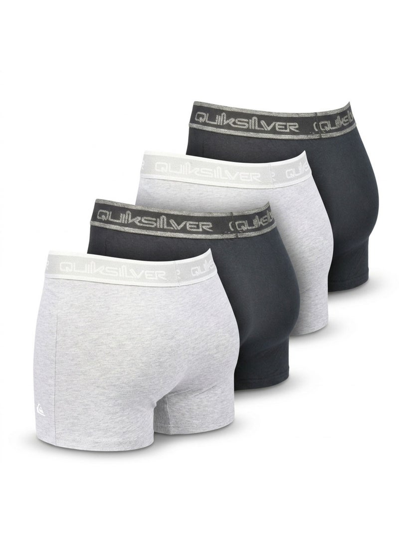 Pack 4 Cuecas Boxer Homem Conforto Algodão Stretch Quiksilver Preto Cinza - Kiabi