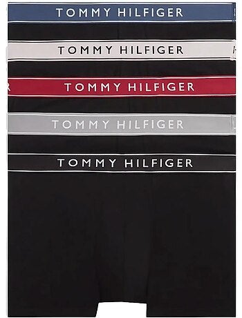 Pack 5 boxers trunk tommy hilfiger para homem em preto/vermelho