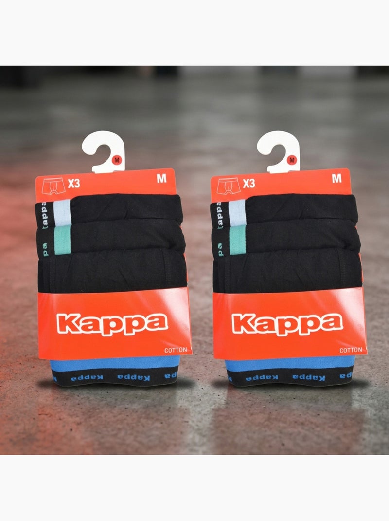 Pack 6 Cuecas Boxer Homem KAPPA Algodão Cinto Elástico Preto - Kiabi